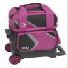 BSI Dash Single Roller Bowling Bag with Smooth Rolling Wheels, Padded Ball Compartment, Retractable Locking Handle, & Shoe Pocket, Black/Pink/Gray view 1