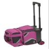 BSI Dash Single Roller Bowling Bag with Smooth Rolling Wheels, Padded Ball Compartment, Retractable Locking Handle, & Shoe Pocket, Black/Pink/Gray view 2