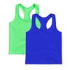 Kurve Premium Girls Seamless Supersoft Wide Strap Comfortable Racerback Tank Top for Kids, Dance & Gym Class, Neon Green/Cobalt Set, Age 7-12 view 1