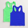 Kurve Premium Girls Seamless Supersoft Wide Strap Comfortable Racerback Tank Top for Kids, Dance & Gym Class, Neon Green/Cobalt Set, Age 7-12 view 3