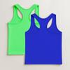 Kurve Premium Girls Seamless Supersoft Wide Strap Comfortable Racerback Tank Top for Kids, Dance & Gym Class, Neon Green/Cobalt Set, Age 7-12 view 4