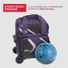 BSI Dash Single Roller Bowling Bag with Smooth Rolling Wheels, Padded Ball Compartment, Retractable Locking Handle, & Shoe Pocket, Black/Purple/White view 2