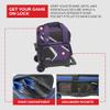 BSI Dash Single Roller Bowling Bag with Smooth Rolling Wheels, Padded Ball Compartment, Retractable Locking Handle, & Shoe Pocket, Black/Purple/White view 3