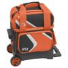 BSI Dash Single Roller Bowling Bag with Smooth Rolling Wheels, Padded Ball Compartment, Retractable Locking Handle, & Shoe Pocket, Black/Orange/White view 1