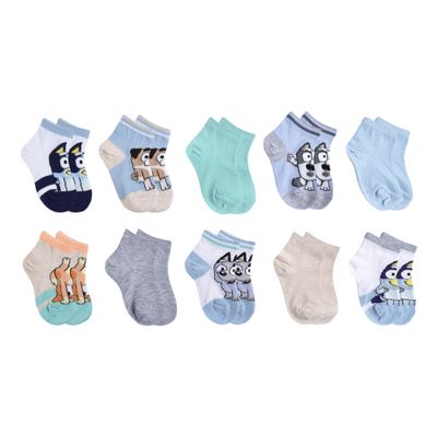 Bluey Baby Boys 10-pack Quarter Socks, White, 2-4T US