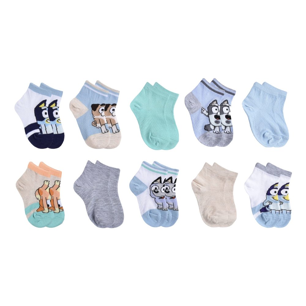 Bluey Baby Boys 10-pack Quarter Socks, White, 2-4T US