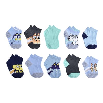 Bluey Baby Boys 10-pack Quarter Socks, Navy Blue, 2-4T US