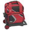 BSI Dash Single Roller Bowling Bag with Smooth Rolling Wheels, Padded Ball Compartment, Retractable Locking Handle, & Shoe Pocket, Black/Red/Gray view 1