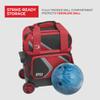 BSI Dash Single Roller Bowling Bag with Smooth Rolling Wheels, Padded Ball Compartment, Retractable Locking Handle, & Shoe Pocket, Black/Red/Gray view 2