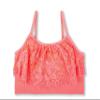 Kurve Girls Training Sports Bra  Seamless Lace Bralette Kids Crop Cami Tank Top UV Protective Fabric UPF 50+ Made in USA, Neon Coral, Age 9-14 view 1