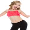 Kurve Girls Training Sports Bra  Seamless Lace Bralette Kids Crop Cami Tank Top UV Protective Fabric UPF 50+ Made in USA, Neon Coral, Age 9-14 view 3