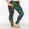 Women's High Waisted Yoga Leggings - Buttery Soft Comfortable Stretch Front Split Hem Workout Casual Pants with Pockets Print X-Large view 2