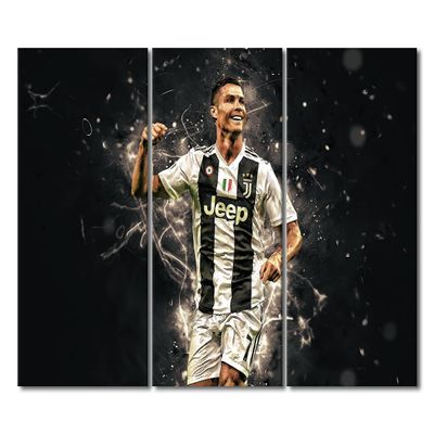3 Pieces Cristiano Ronaldo Canvas Art Wall Framed CR7 Poster Decorative Pictures Painting Modern Home Decor for Living Room Bedroom Dining Print Ready to Hang 42x28 in