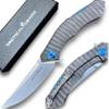 TACTICAL GEARZ Titanium Pocket Knife for EDC, Solid TC4 Titanium Handle, D2 Steel Blade, Includes Sheath (TritonX Scorched) view 1
