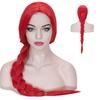 Aicos Long Red Braids Wig for Women 31inches Cowgirl Cosplay Wig Straight Middle Part No Bangs for Halloween Costume Party view 1