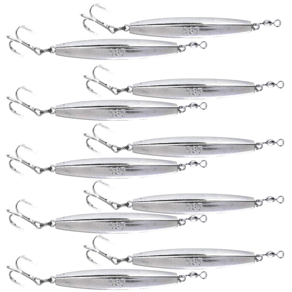 10pcs Fish WOW! 8oz Diamond jigs with a Treble Hook Jigging trolling Casting Heavy-Duty Metal Vertical jigs