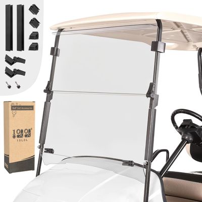 10L0L Golf Cart Folding Clear Windshield for EZGO TXT 1995-2013, Fold Down Upgrade Thickened Polycarbonate (PC) High Strength Impact Resistance