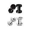 BIG GAUGES 2 Pairs Screw Surgical Steel 6g 5/32" 4mm Black Tunnels Piercing Jewelry Ear Stretching Lobe Plug Tunnel Earring BG14158 view 1