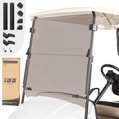 10L0L Golf Cart Windshield, Folding EZGO TXT Windscreen, Thick Golf Cart Windscreen Kit, Upgrade Polycarbonate (PC) High Strength Impact Resistance, Fits EZGO TXT 1995-2013