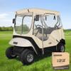 10L0L Golf Cart 2 Passenger Enclosure for EZGO TXT & RXV, 4-Sided Clear Window Rain Cover All Weather Waterproof Windproof, Beige view 1