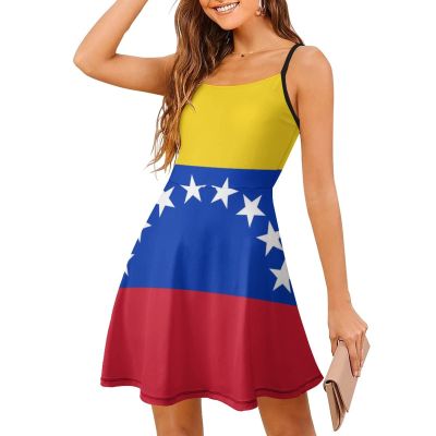 Venezuela Flag Sling Dress Fashion Swing Mini Sundress Tank T Shirt Dresses for Women M