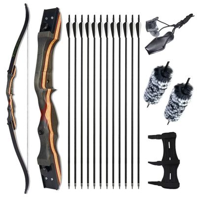 TOPARCHERY 62" Recurve Bow,Bow and Arrow Adult Archery Bow Set for Adults or Beginner Practice Competition Longbow Kit(45 LBS)