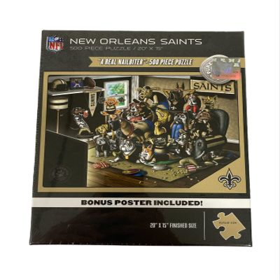 YouTheFan NFL New Orleans Saints Purebred Fans NFL Purebred Fans "A Real Nailbiter" Puzzle & Bonus Poster, Team Colors, 15" X 20"