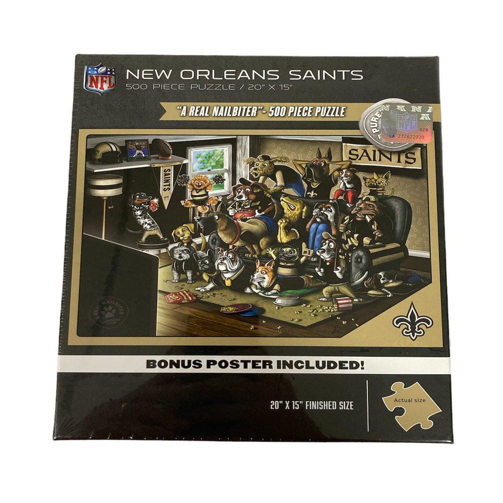 YouTheFan NFL New Orleans Saints Purebred Fans NFL Purebred Fans "A Real Nailbiter" Puzzle & Bonus Poster, Team Colors, 15" X 20"