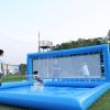 Inflatable Volleyball Court Blue Beach Volleyball Net Systems Outdoor 33ft Pool Inflatable Volleyball Court Set for in ground Pools for Adult Kids Summer Carnival PartyIncluding 800W Air Pump view 2