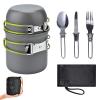 LUYANhapy9 Outdoor Pot Set 1-2 People Portable Camping Cooker Set with Tableware Pot Bowl Fork Spoon view 1
