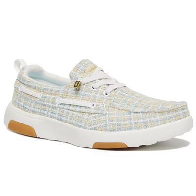 Women's Orthopedic Walking Shoes Slip On Loafers: Casual Outdoor Comfortable Slip-On Shoes for Plantar Fasciitis, Canvas Arch Support Deck Shoes for Flat Feet White Light Blue Size 9