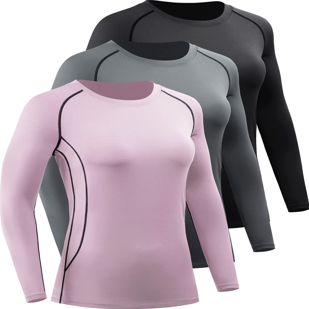 CADMUS Women's Workout Long Sleeve Shirts for Running Yoga Hiking T Shirt,Black,Grey,Pink,XX-Large