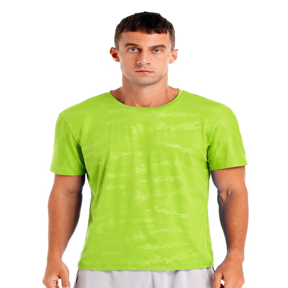 Kaerm Men's Rash Guard UPF50+ UV Protection Stretchy Summer Swimming Tops Active Sport Casual Athletic T-Shirt Fluorescent Green A Large