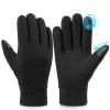 Cierto Winter Gloves for Men and Women: Warm Touch Screen Polar Fleece Thermal Gloves with Elastic Cuff for Running, Driving, Biking, Outdoor Activities and Work in Cold Weather - Black view 1