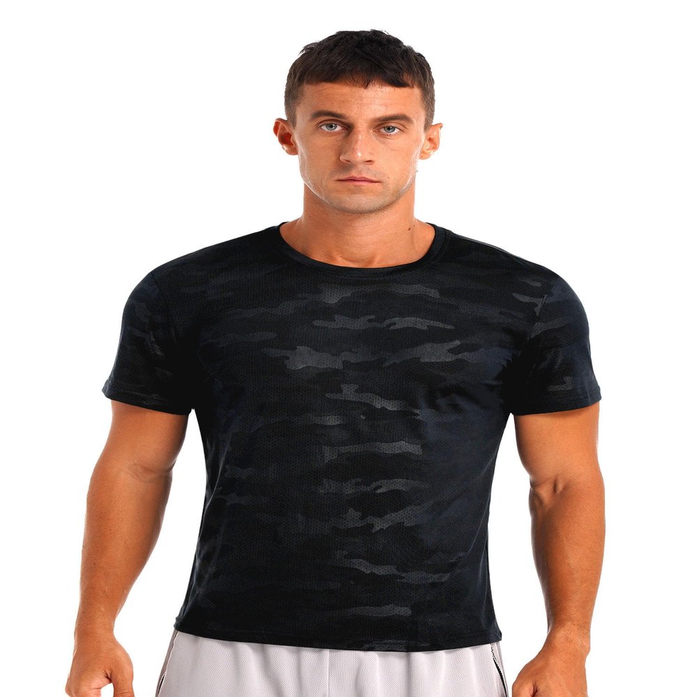 Kaerm Men's Rash Guard UPF50+ UV Protection Stretchy Summer Swimming Tops Active Sport Casual Athletic T-Shirt Black A Medium