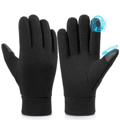 Cierto Winter Gloves for Men and Women: Thermal Polar Fleece Gloves with Touch Screen for Cold Weather, Warm Gloves for Running Walking Driving Cycling Hiking - Black