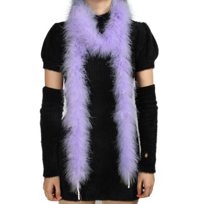 iHUFeather Marabou Feather Boa Natural Turkey Feathers 2 Yard 22g for DIY Crafts Wedding Party Women Costume Christmas Decoration, Light purple