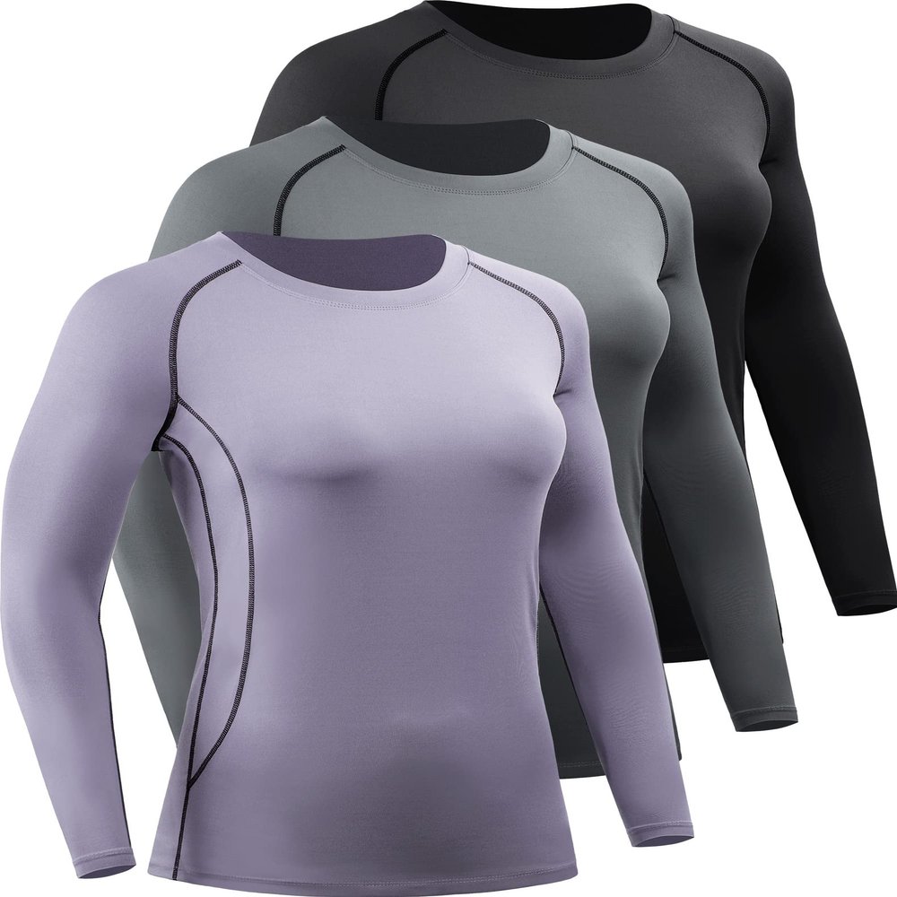 CADMUS Women's Workout Long Sleeve Shirts for Running Yoga Hiking T Shirt,Black,Grey,Purple,XX-Large