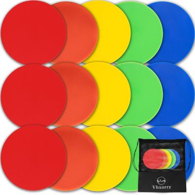 Vhxorrz Poly Spot Markers 9 inch 15 Pcs Non-Slip Rubber Agility Markers Flat Field Cones Floor Dots for Football, Soccer, Basketball Training Markers, School Activities, Exercise Drills