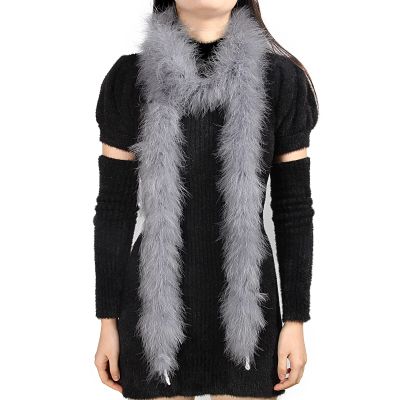 iHUFeather Marabou Feather Boa Natural Turkey Feathers 2 Yard 22g for DIY Crafts Wedding Party Women Costume Christmas Decoration, Grey