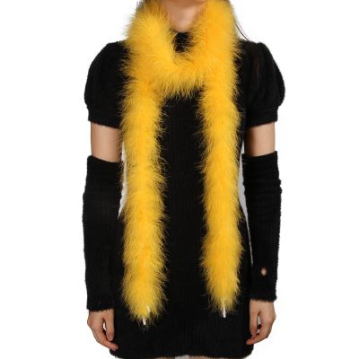 iiHUFeather Marabou Feather Boa Natural Turkey Feathers 2 Yard 22g for DIY Crafts Wedding Party Women Costume Christmas Decoration, Yellow