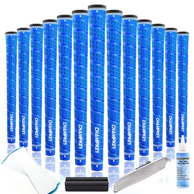 CHAMPKEY WRAP-Y Rubber Golf Grips 13 Pack Come with All Repair Kits - High Feedback and Traction Golf Club Grips(Midsize, Blue)