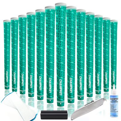 CHAMPKEY WRAP-Y Rubber Golf Grips 13 Pack Come with All Repair Kits - High Feedback and Traction Golf Club Grips(Standard, Green)