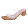 AnFeng Transparent Fashion Heels Shoes Thick Slippers Outdoor Women's Casual Sandals Women's Slipper Smile Face Slippers for Women (Brown, 8) view 1