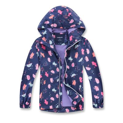BINPAW Boys Girls Rain Jacket Hoods Waterproof Raincoats Kids Light Weight Windbreakers, Purple Umbrella, 10-12 Years = Tag 150