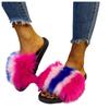 AnFeng Flip Flops for Women Arch Support Walking Slippers Beach Rhinestone Sandal Plush Slippers (Blue, 6.5-7) view 3