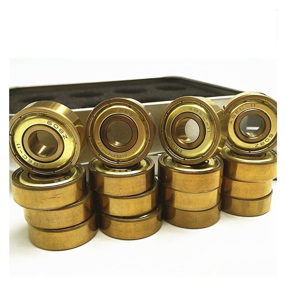 KOVNOVI 16pcs 608zz Gold Bearing Skateboard Bearing 8mm Tatinium Inline Skates Bearings 608z Scooter Artistic Skates Bearings DINGGUANGHE (Color : 16pcs 608zz Gold)