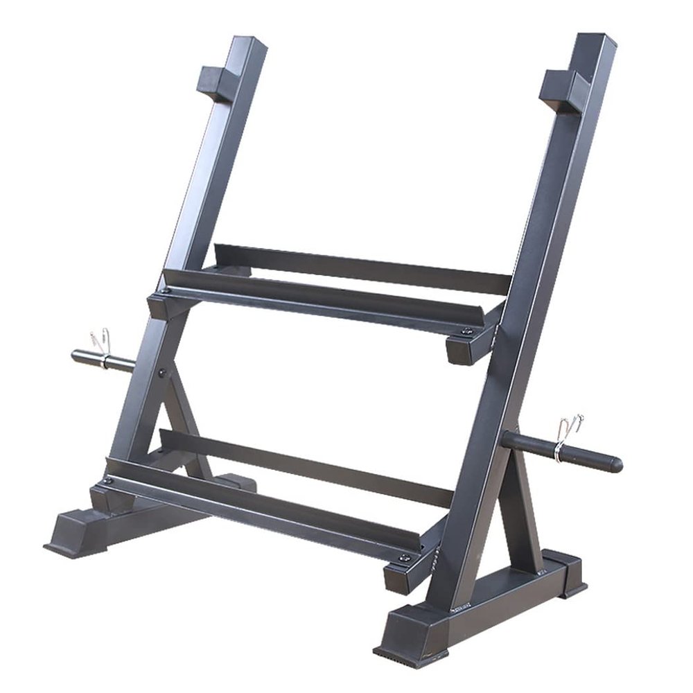 Home Gym Storage Rack, Multifunctional Adjustable Dumbbell Rack 2 Tier, Weight Rack for Dumbbells, Olympic Weight Bar and Plates