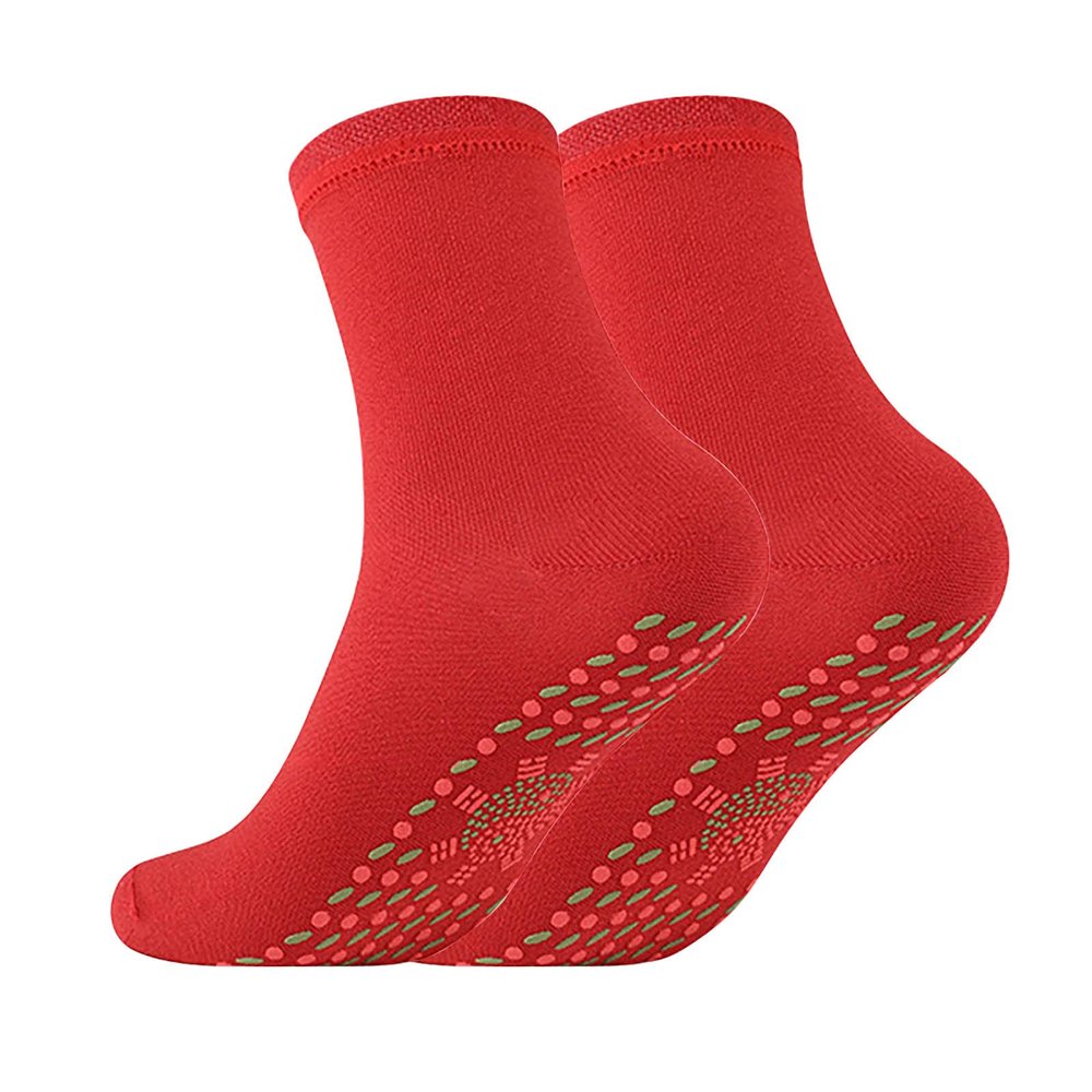 Casual Socks Self Heating Winter Warm Socks for Women and Men Thermal Socks Unisex Ankle Socks (Red, One Size)