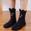Casual Socks Women's Cartoon Animal Coral Fleece Socks Home Floor Socks Winter Warm Socks (Black, One Size) view 3
